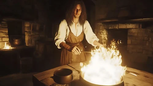 Fire Keeper in Old Kitchen