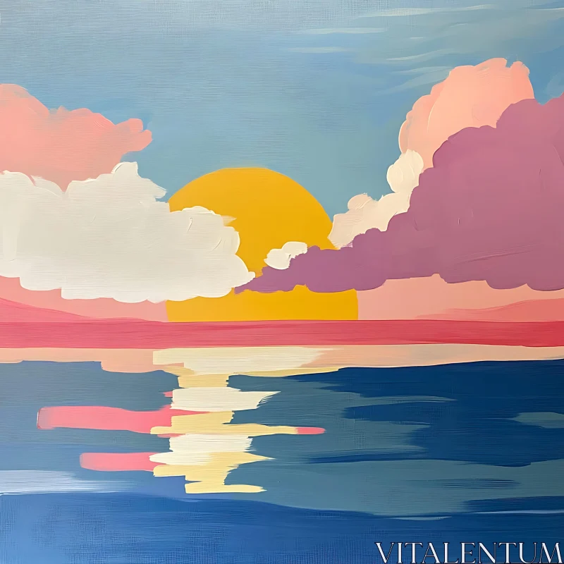 Abstract Sunset Over the Sea Art