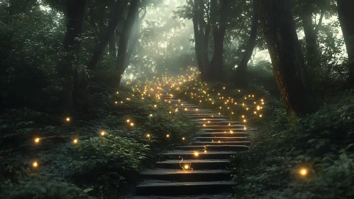 Mystical Forest Trail at Night