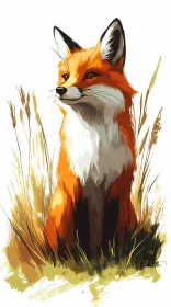 Fox Portrait in Tall Grass
