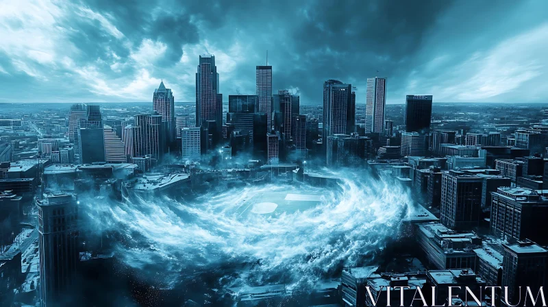 City Under the Swirling Storm