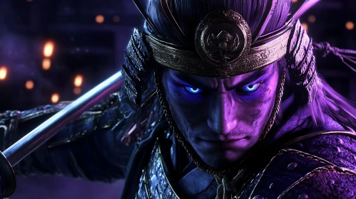 Glowing Eyes Samurai Warrior Close-Up