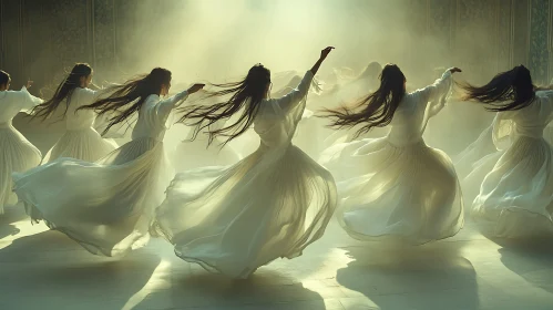 Dance of Light: Women in White Dresses
