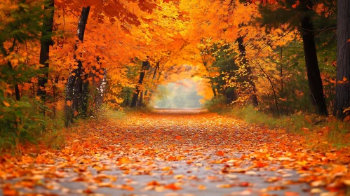 Fall Leaves Path Through the Woods