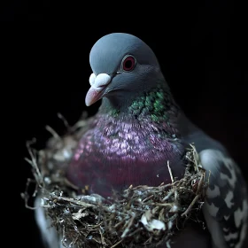 Pigeon Nesting Bird Close-Up