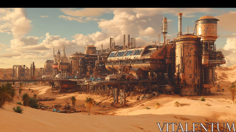 Futuristic Industrial Complex in Arid Landscape