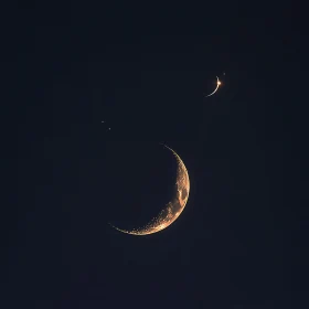 Night Sky Crescent Moon View