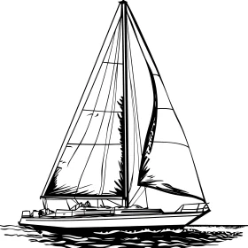 Monochrome Sailboat Graphic Art