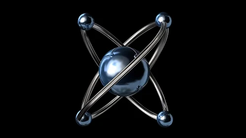 Orbital Metal Spheres on Dark Backdrop