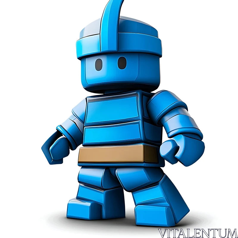 Stylized Blue Robot Figure on White