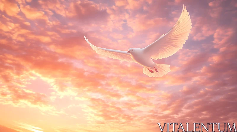 Peaceful Dove in Pastel Sunset AI Image