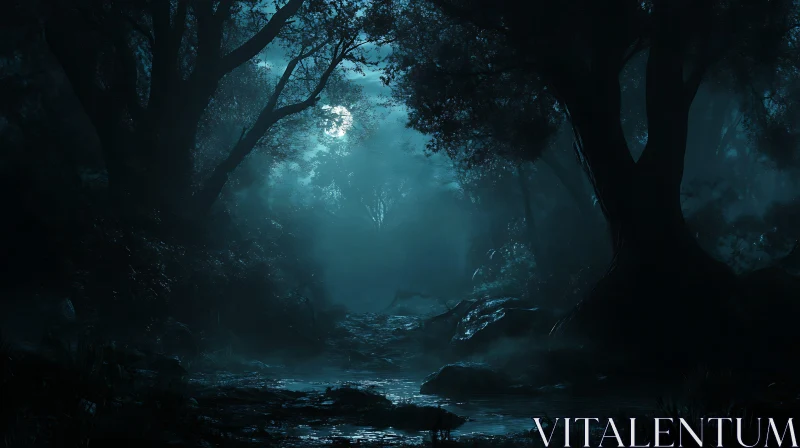 Moonlit Path Through the Dark Woods