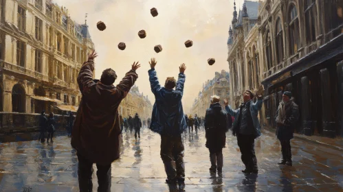 City Street Stone Throwing