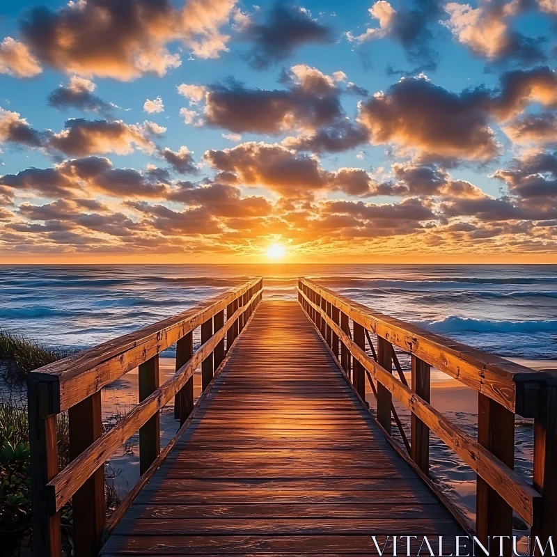 Boardwalk to Ocean at Sunset