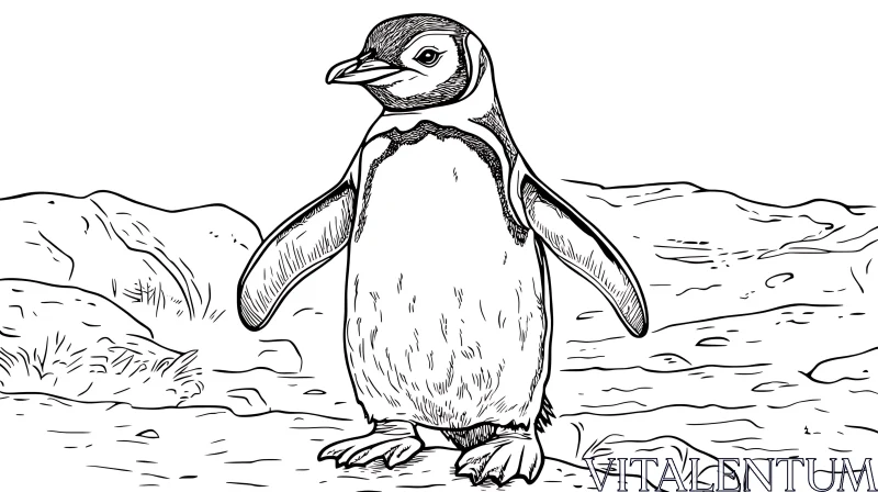 Black and White Penguin Illustration