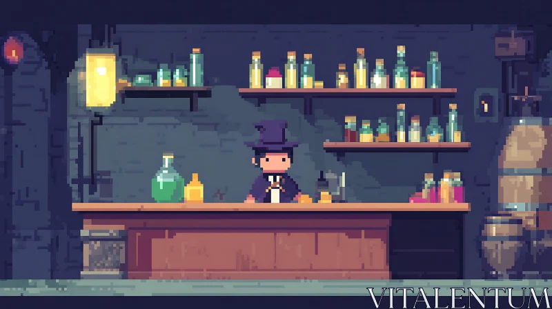 Pixel Wizard Brewing Potions