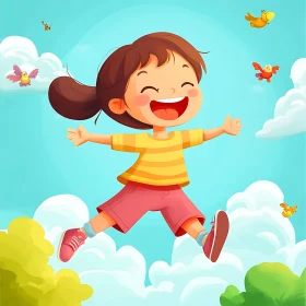 Happy Girl Cartoon Art