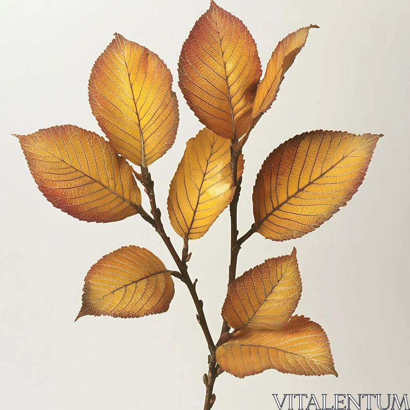 Autumnal Branch with Golden Foliage