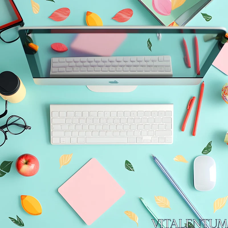 Vibrant and Tidy Desk Setup for Productivity