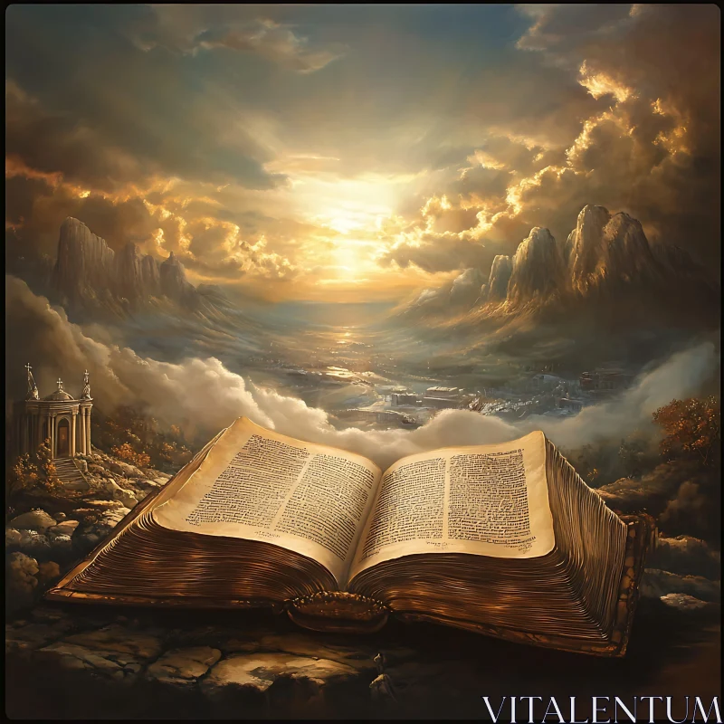 Book with Mountain Landscape