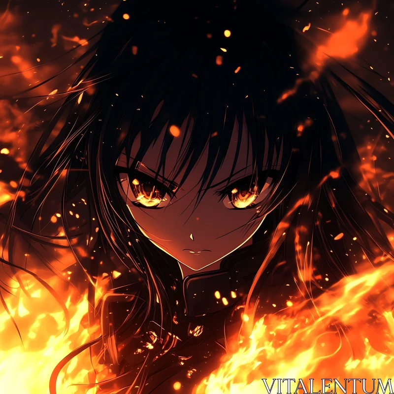 Intense Anime Character Engulfed in Flames