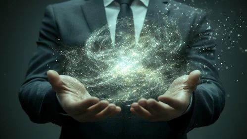Abstract Light Energy in Hands