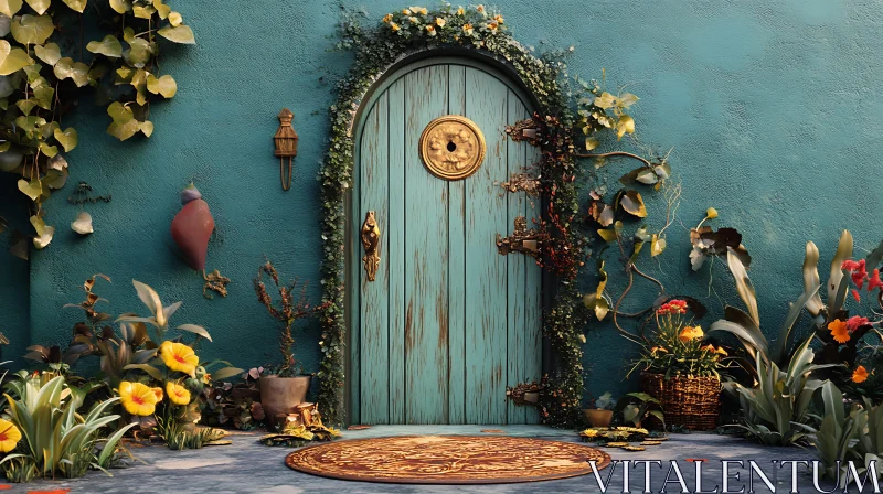 Secret Garden Doorway with Teal Wall