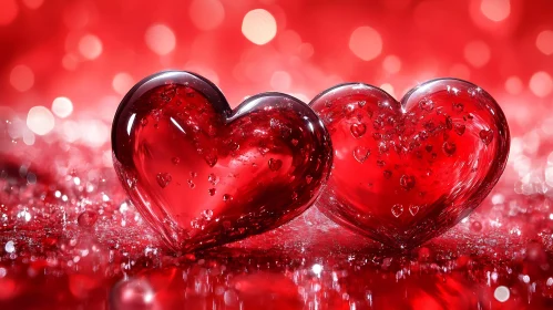 Red Hearts with Bokeh Background