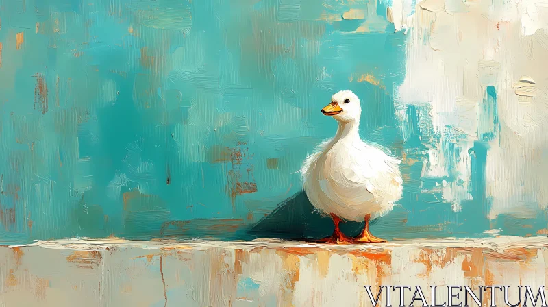 Whimsical Duck on Textured Background