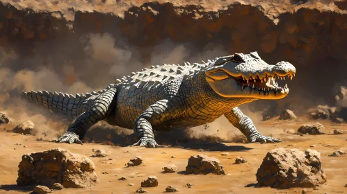Crocodile in Dry Terrain