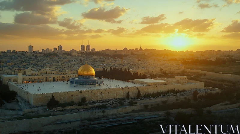 Sunset Over Jerusalem with Golden Dome