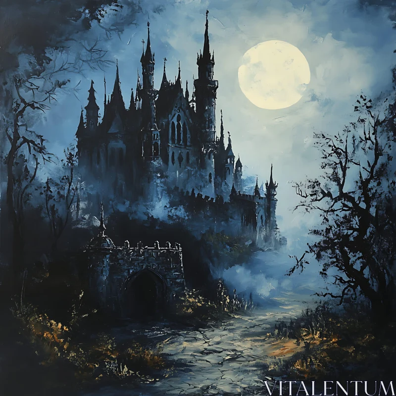 Moonlit Castle in Gothic Style