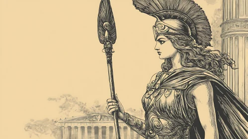 Illustration of Athena with Spear