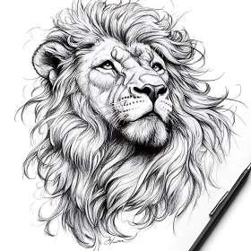 Monochrome Lion Portrait