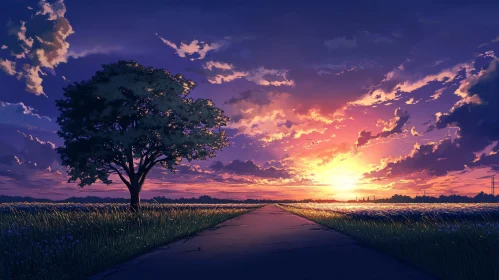 Sunset Field Landscape