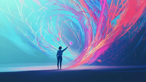 Silhouette and Swirling Light