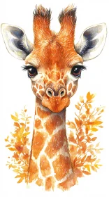 Expressive Giraffe Watercolor Art