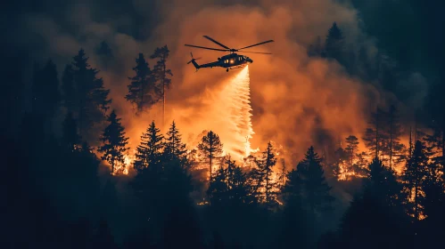 Aerial Firefighting Operation in Forest