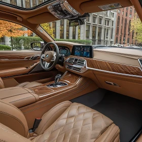 High-End Car Interior with Elegant Tan Leather