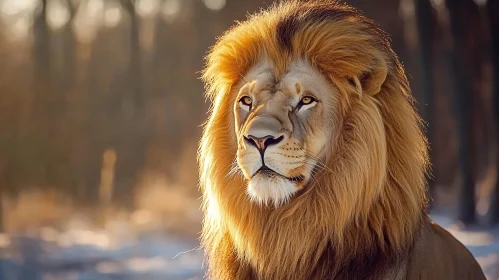 Sunlit Lion Portrait