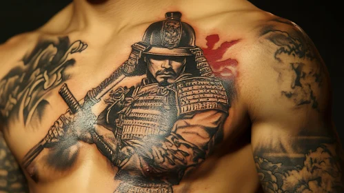 Warrior Tattoo Art on Chest