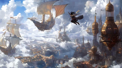 Floating City with Airships
