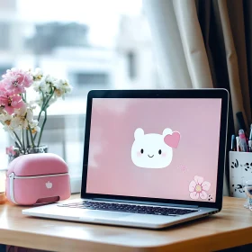 Adorable Pink Themed Desk Setup in Home Office
