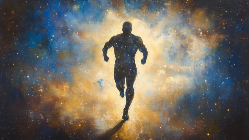 Silhouette Running Through the Universe