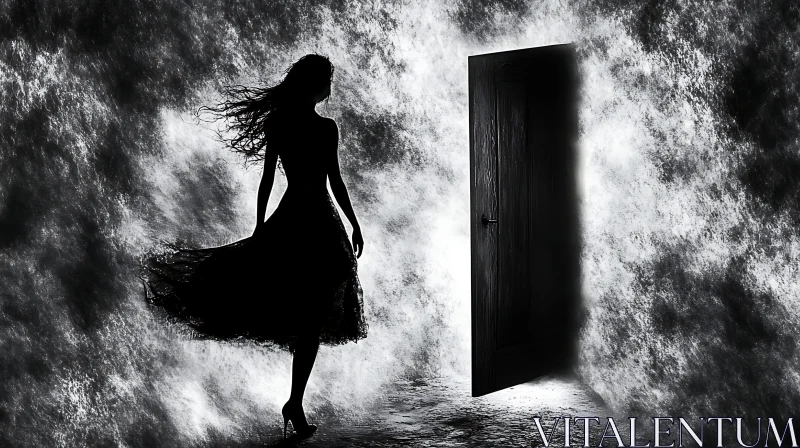 Monochrome Silhouette by Doorway