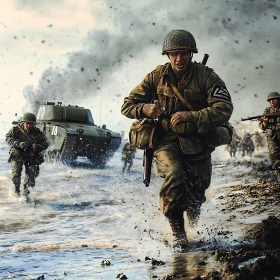 Warriors Charging on the Beach