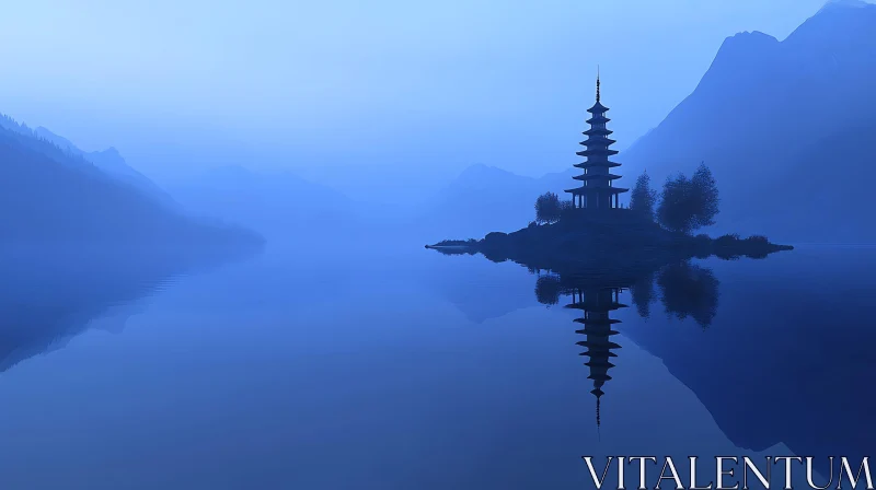 Blue Pagoda Island Reflection