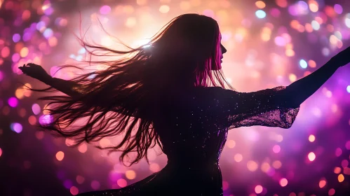 Woman's Silhouette in Festive Light