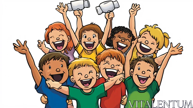 Happy Kids Celebration Cartoon