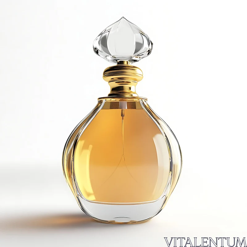 Golden Liquid in Clear Glass Perfume Bottle
